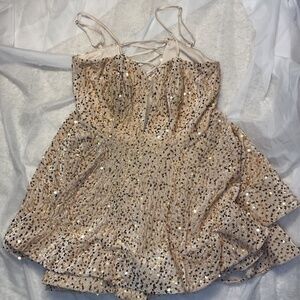 Gorgeous gold sequence prom dress